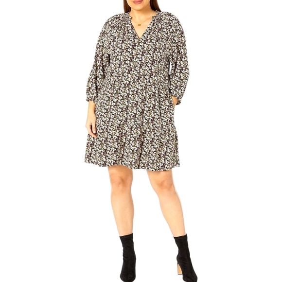 The Drop Black Floral Ruffled Tiered Mini Dress. Hit The Like ♡ Button For SALE - Picture 4 of 7